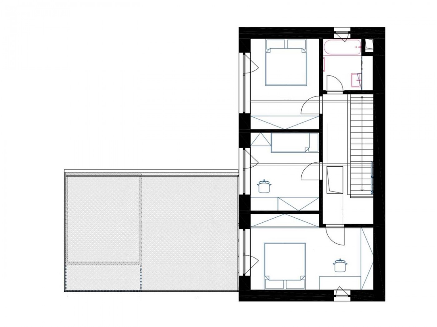 Půdorys patra rodinného domu Na Hlíně v Polné