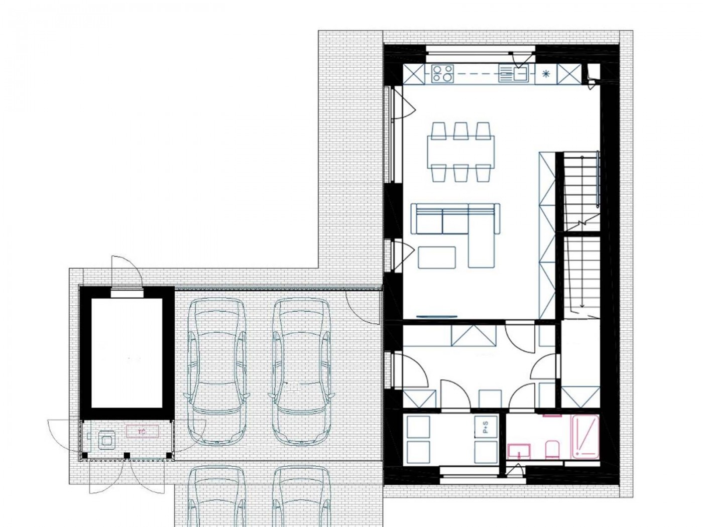 Půdorys přízemí rodinného domu Na Hlíně Polná