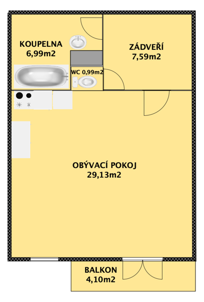 Půdorys bytu na prodej Brno-venkov Šlapanice